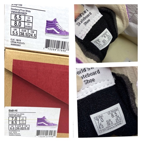 Vans Sk8-Hi Dewberry & True White Sneakers - Picture 8 of 16